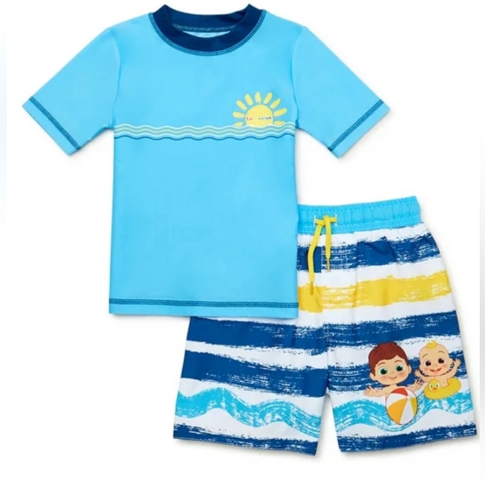 Cocomelon Ligth Blue Toddler Boy Rashguard SwimwearSet, Sizes
18M